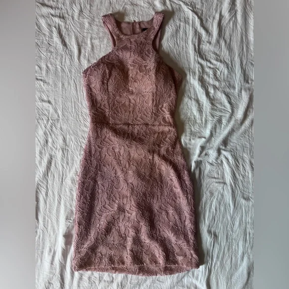 strapless open back dress Pink Floral Halter Fit and Flare Mini Dress main image 0